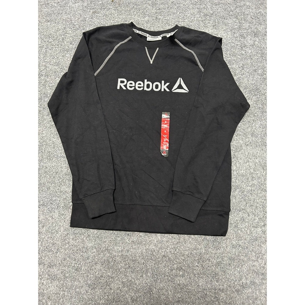 Reebok Sweatshirt Womens Size S Black Raglan Contrast Stitch Athletic Pullover